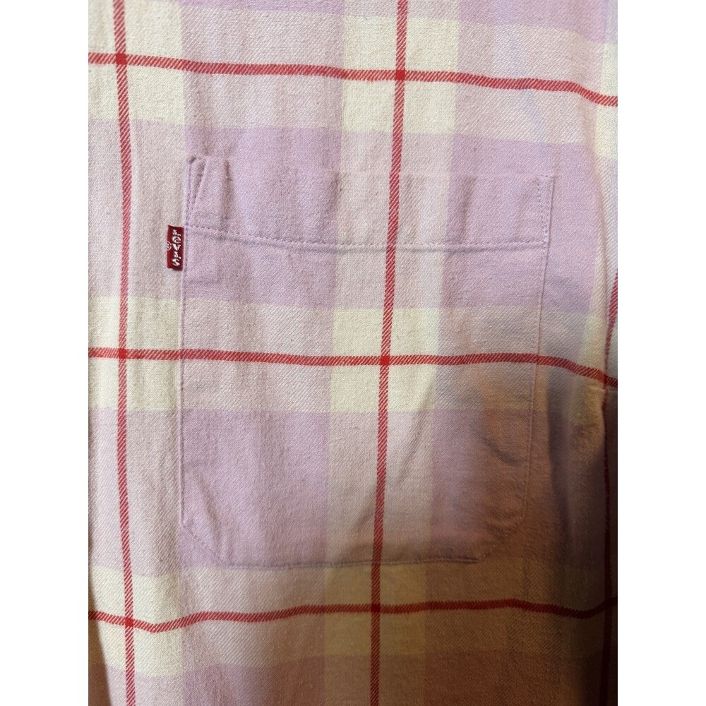 Levi's Women's 1X Pink Plaid Flannel Button Down Long Sleeve Shirt Top Plus Size - Picture 2 of 4
